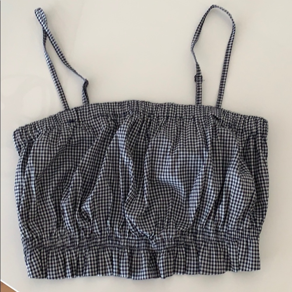 Blue and white checkered crop top size small